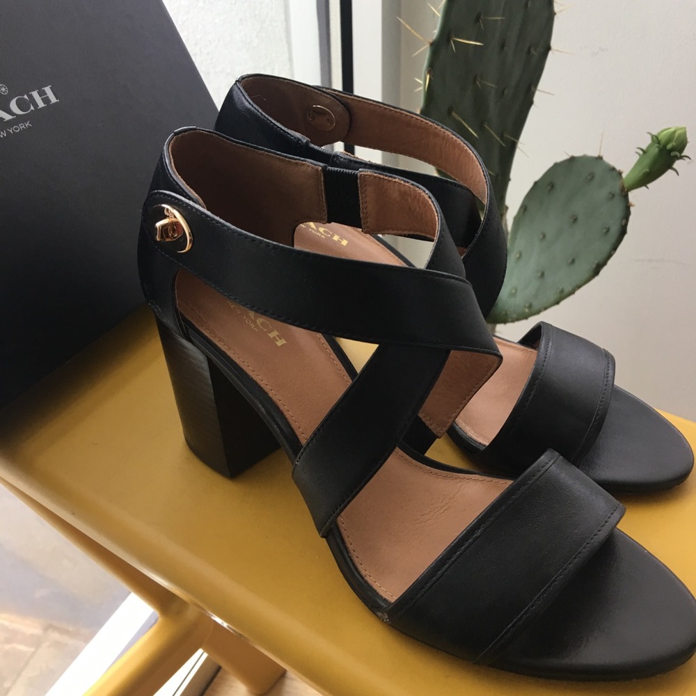 Coach open toe heels, 3 inches high